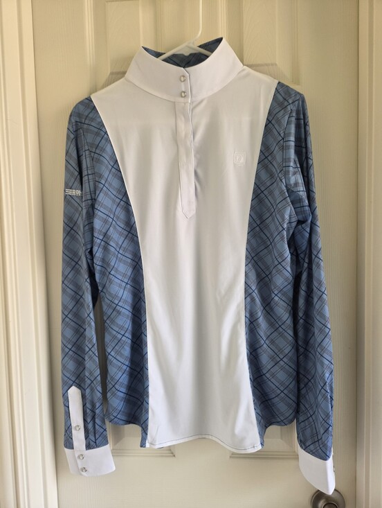 Romfh Tops - Romfh Schuyler Plaid Long Sleeve Show Shirt Blue White Women's Size Large